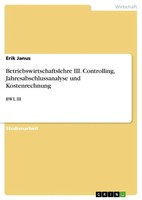 Erik Janus | Betriebswirtschaftslehre Iii. Controlling,...