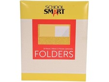 School Smart 2-Pocket Folders with No Brads, Yellow, Pack of 25