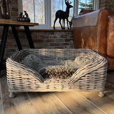 Large Layered Weave Wicker Dog Bed Grey Kaboo