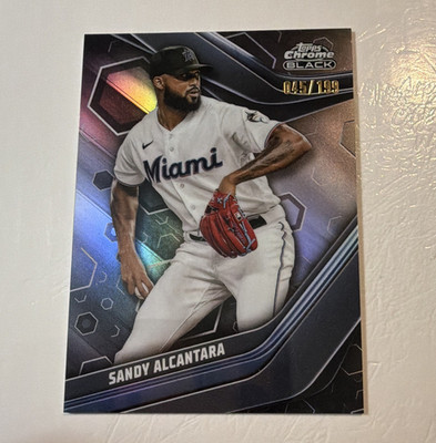 Topps 2023 Chrome Black Sandy Alcantara #46 Refractor 45/199 Marlins