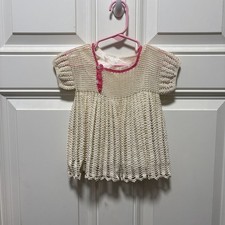 Hand Made Crochet Baby Dress 3-6 Months Cream Color