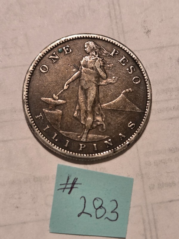 1907-S Philippine Silver Peso Foreign Coin With Heavy Toning