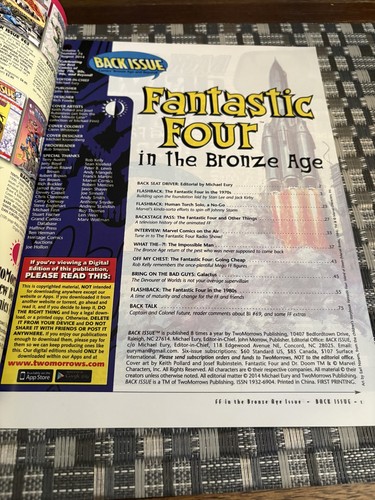 Back Issue Magazine No. 74 Fantastic Four in the Bronze Age - Picture 2 of 3