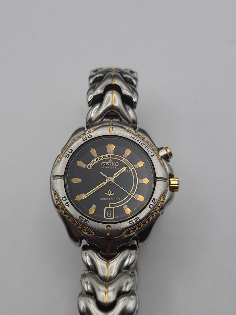 Seiko Kinetic Women 3M22-0B99 Two Tone Analog Watch Working