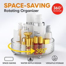 360 Rotating Makeup Organizer Crystal Perfume Holder for Vanity Bathroom Counter
