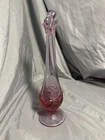 Vintage FENTON Strawberry Bud Vase Swung/Pedestal Lotus Vines