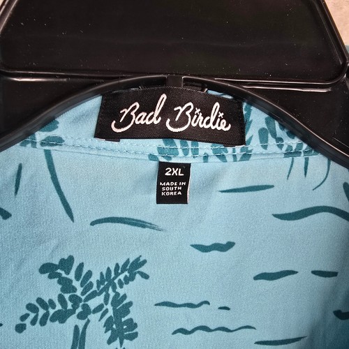 Bad Birdie Mens 2XL Golf Polo Shirt Blue Palm Trees Sailboats Hawaiian - Picture 2 of 10