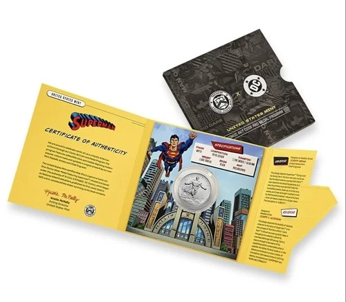 2025 P SUPERMAN 1 OZ SILVER DC COMICS MEDAL .999 OUNCE MATTE Uncirculated !