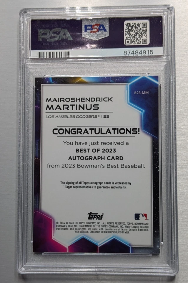 2023 Bowman's Best Mairoshendrick Martinus Mini Diamond /25 PSA 10 RC - Image 2 of 2