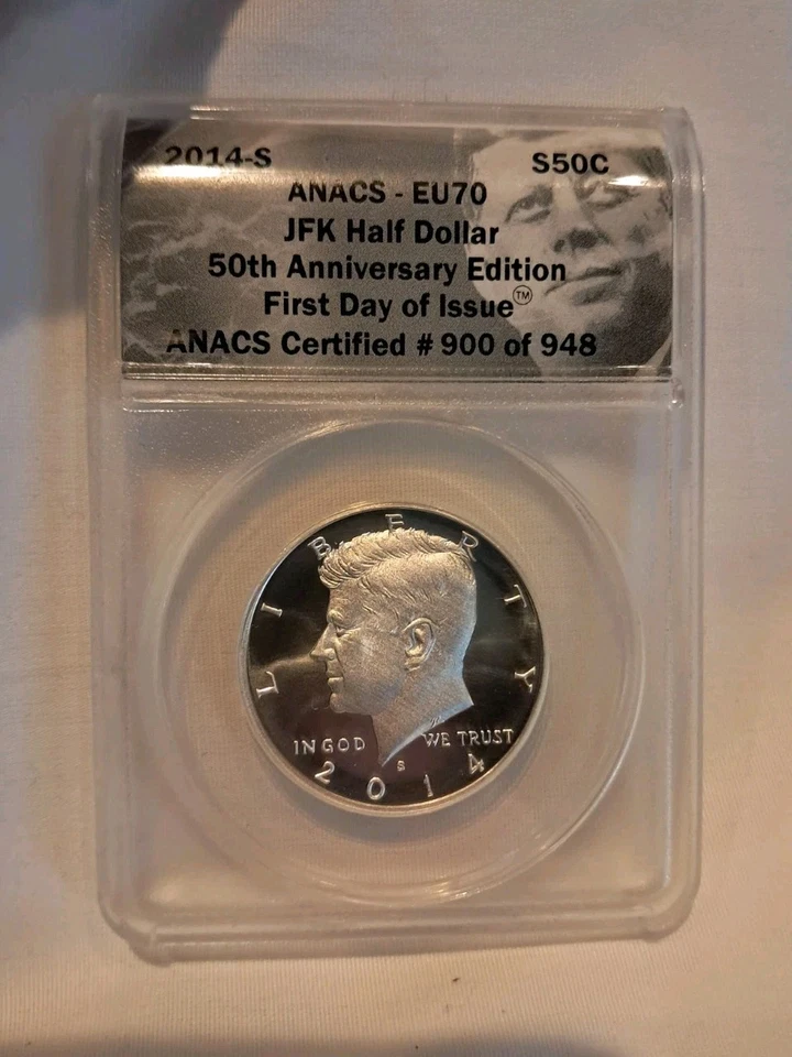 2014-S 50C Kennedy Half Dollar 50th Anniversary ANACS Enhanced 70 Easy DMPL - Image 2 of 4