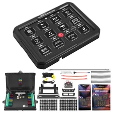 12 Gang Switch Panel RGB Touch Control For ATV 4x4 Offroad Vehicle 12V-24V 80A