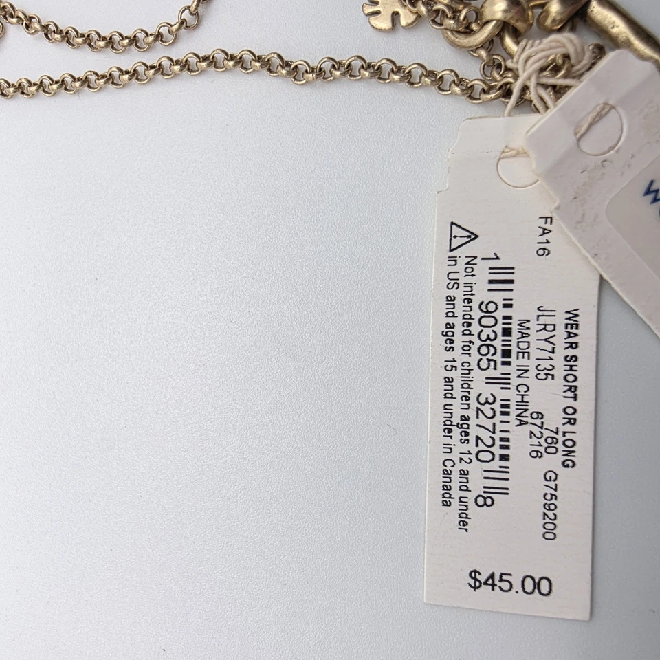 New LUCKY BRAND Necklace Tigers Eye Angel Wing Layered Gold Tone Short Or Long - Image 4 of 4