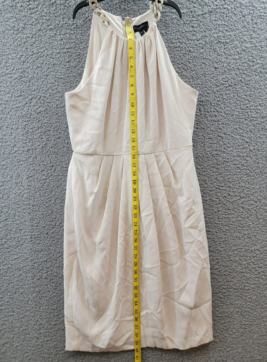 Donna Karan New York Chain-Trim Halter Sheath Dress Women's 8 Natural Back  Zip | eBay