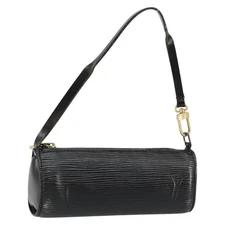 LOUIS VUITTON Epi Soufflot Pouch Black LV Auth 145034