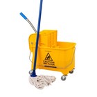 Mop Bucket with Wringer, 22 Qt (5.5 Gallon), Floor Cleaning, Handle, Wheels, .