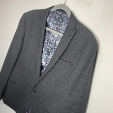 Ben Sherman Men’s Suit 2pc Jacket 44in Trousers 36W 31L Grey Plaid Check Mod