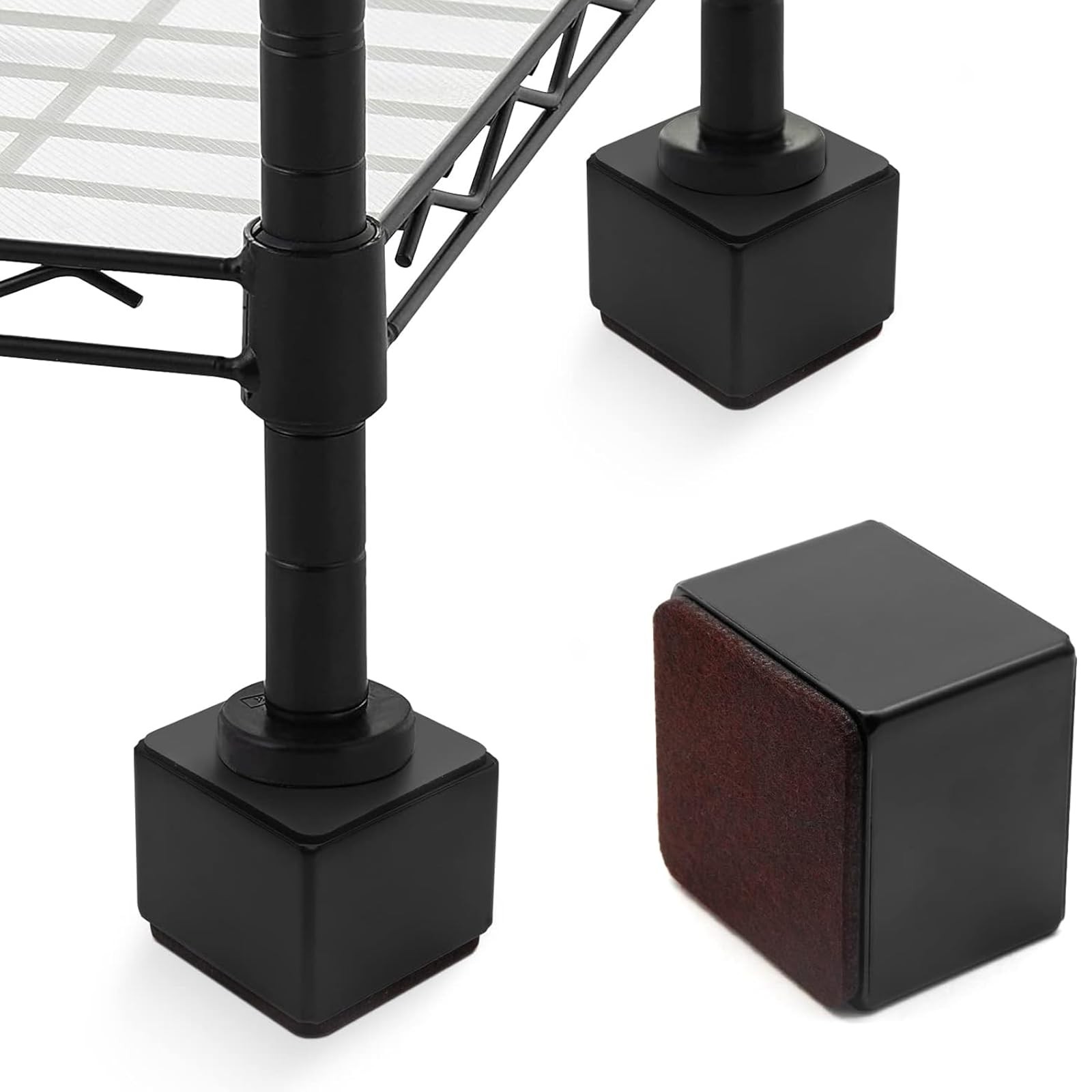 Bonsicoky 4 Pcs Self-Adhesive Furniture Bed Risers, Square Heavy Duty Carbon ...