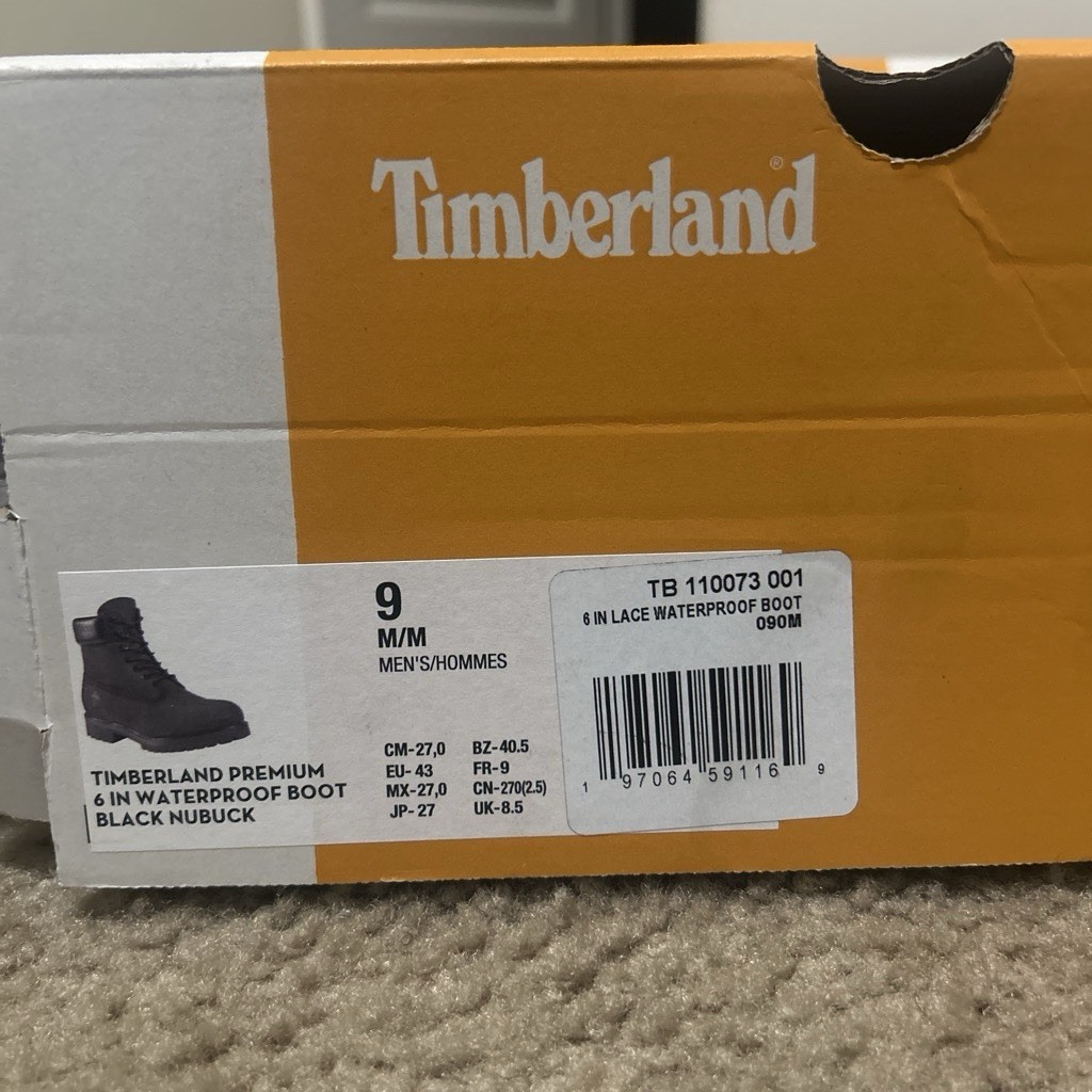 Timberland Men’s Waterproof Black Nubuck Ankle Boots Lace-Up US 9 M