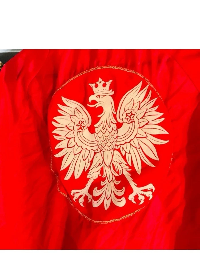 2 Chaqueta cortavientos vintage Sears para hombre tienda nailon cremallera frontal bandera polaca Polonia Foto 3 de 4