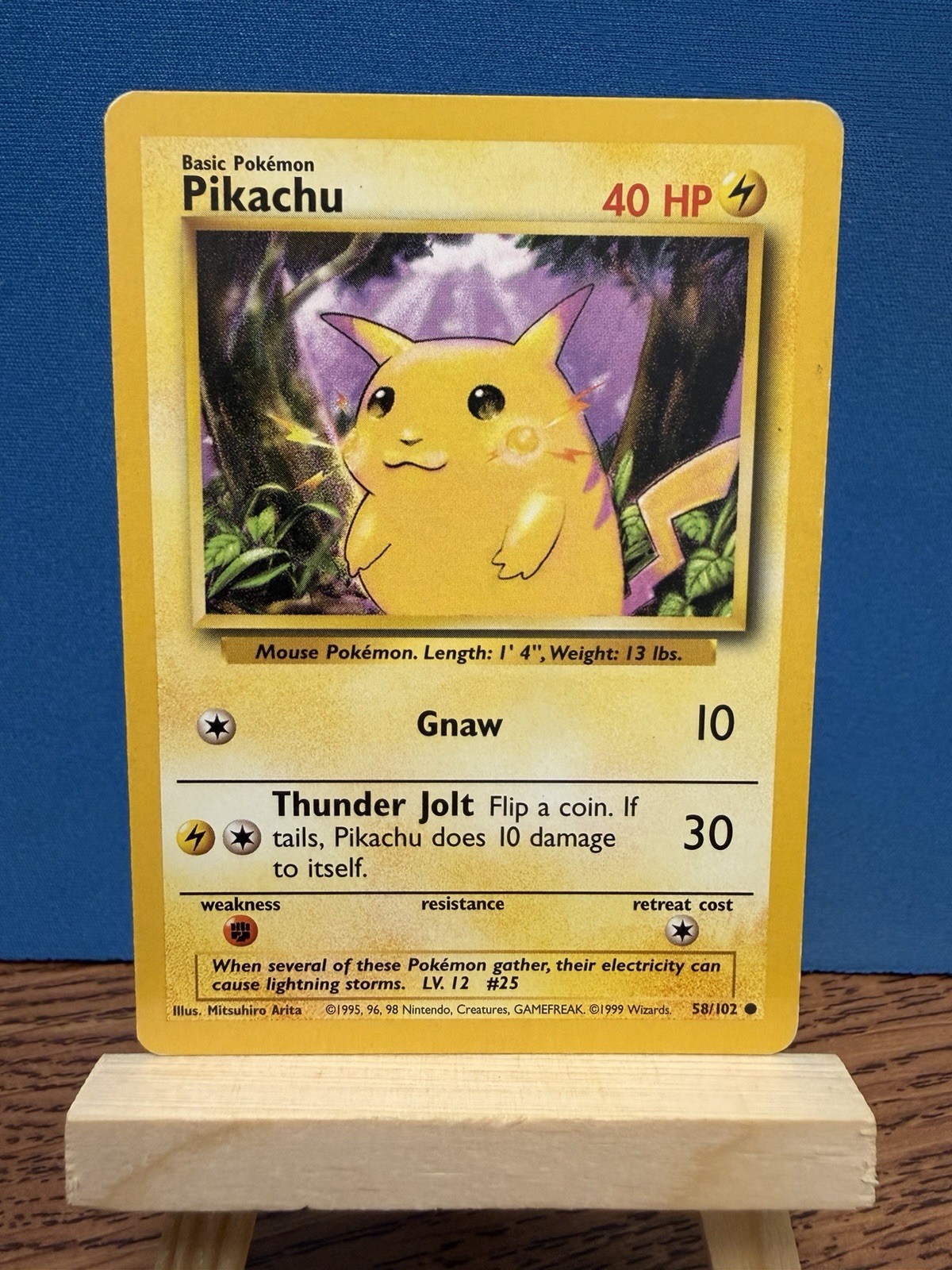 Pokémon TCG Pikachu 58/102 Base Set Common WOTC Vintage Card