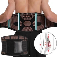 Waist Support Brace Belt Copper Lumbar Lower Back Pain Relief For Men Women US