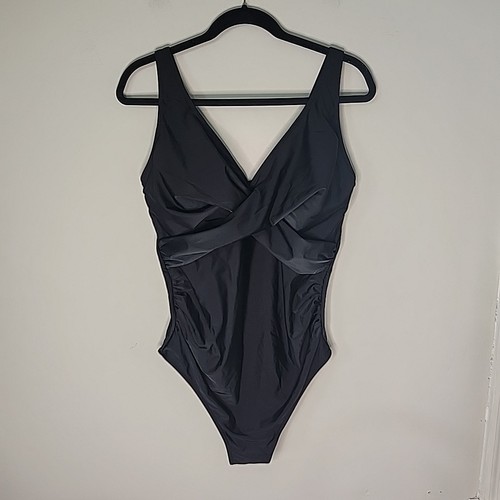 Maternity One Piece Swimsuit Front Cross Pregnancy Bathing Suit Size XL Black