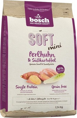 bosch HPC SOFT Mini Perlhuhn & Süßkartoffel | halbfeuchtes Hundefutter - 2,5 kg