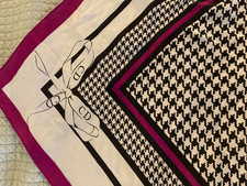 Christian Dior Vintage Houndstooth Silk Scarf 30 inches ITALY eeuc