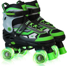 Roller Skates for Boys Girls Kids, 4 Size Adjustable Quad Skates with All Light