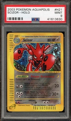 Pokemon Scizor Holo Aquapolis H21/147 PSA 9 Mint