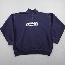 Vintage Disney Sweatshirt Mens XL Blue 101 Dalmatians 1/4 Zip Pullover Sweater