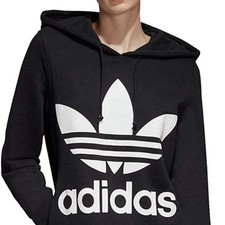adidas Originals Women's Adicolor Trefoil Hoodie, Black/White, Brand NEW, NWT