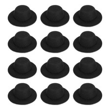 1.4 Inch Mini Formal Hats, 12 Pcs Doll Hats for Crafts, Black