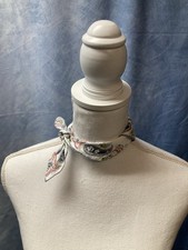 Vintage 1970s Mini Scarf Or Pocket Square White With Paisley Border 14  Square