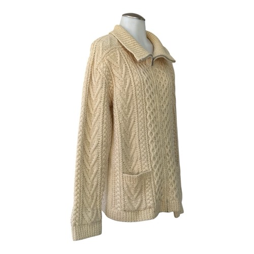 Vintage 60s GAELTARRA Unisex 40 100% Wool Sweater Jacket Aran Fisherman Irish - Picture 3 of 23