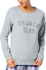 Jenni By Jennifer Moore Womens Sleepwear Graphic Print Fleece Pajama Top Size S