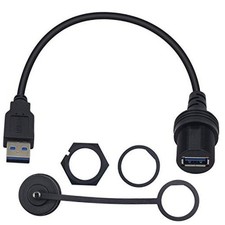 USB Flush Mount Cable, Round Single Port USB 3.0 Panel Flush Mount USB3.0