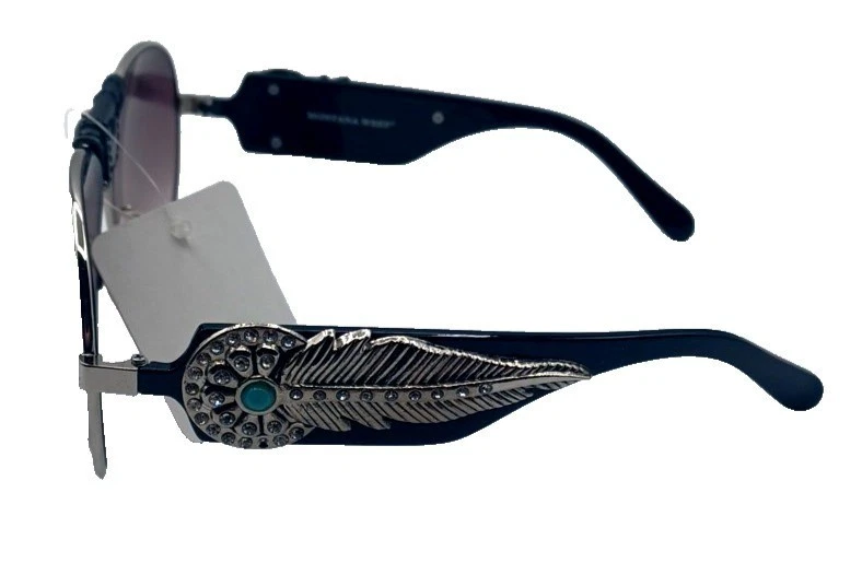 Nuevo con etiquetas Gafas de sol Montana West Negras Western Aviator Indian Pluma 3713 BK-SL de colección Foto 2 de 4