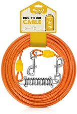 Petbobi Dog Tie-Out Cable 20ft - Heavy-Duty 4mm Metal Cable up to 120lbs, Sho...