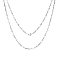 14K Weiss Gold 2Mm Massive Kubanische Panzerkette Glieder Halskette Herren Damen