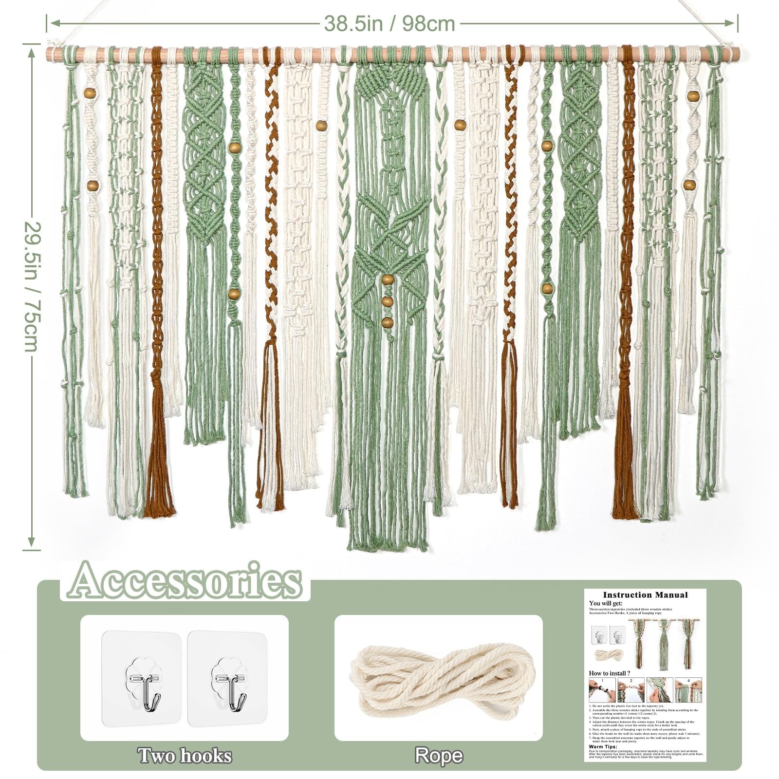 Macrame Wall Hanging Large Wall Art Handmade Woven Tapestry Boho Tapestry Mac...