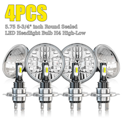 4pcs 5.75'' 5-3/4 LED Headlight Hi/Lo Sealed Beam Projector fit Ford Mustang 1969