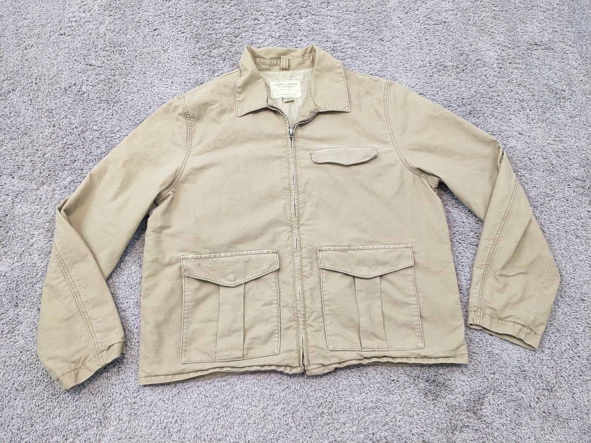 American Eagle アメリカンイーグル ワークジャケット ベージュ(メンズ XL)中古 古着 V3466 Vintage American Eagle Jacket Mens Extra Large Beige Heavy Duty