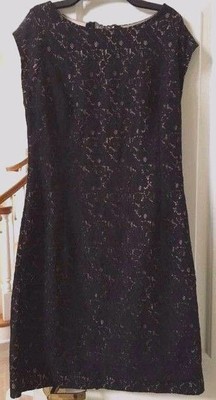black lace dress with beige lining