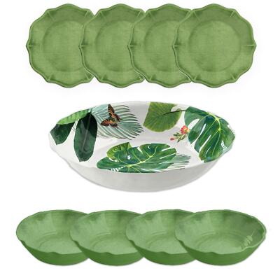 Epicurean Amazon Floral Outdoor Melamin große Schale, 4xNudelschalen & 4xBeilagenteller