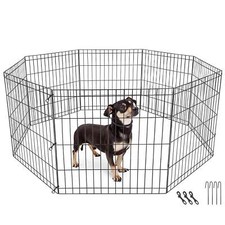 2PCS 24" Dog Playpen Crate 8 Panel Fence Pet Play Pen Exercise Puppy Kennel Cage