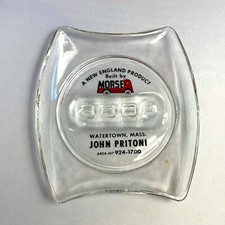 Posacenere Vetro Vintage "Costruito da Morse" Watertown Mass New England Pubblicità