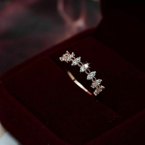 Steel Women Titanium Wedding Rhinestone Jewelry Ring Stainless Crystal Gift - Picture 13 of 15