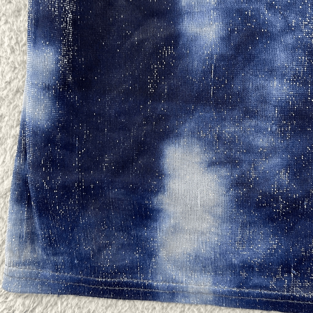 Y2K Tie Dye Shiny Metallic Blue Silver Rhinestone… - image 10
