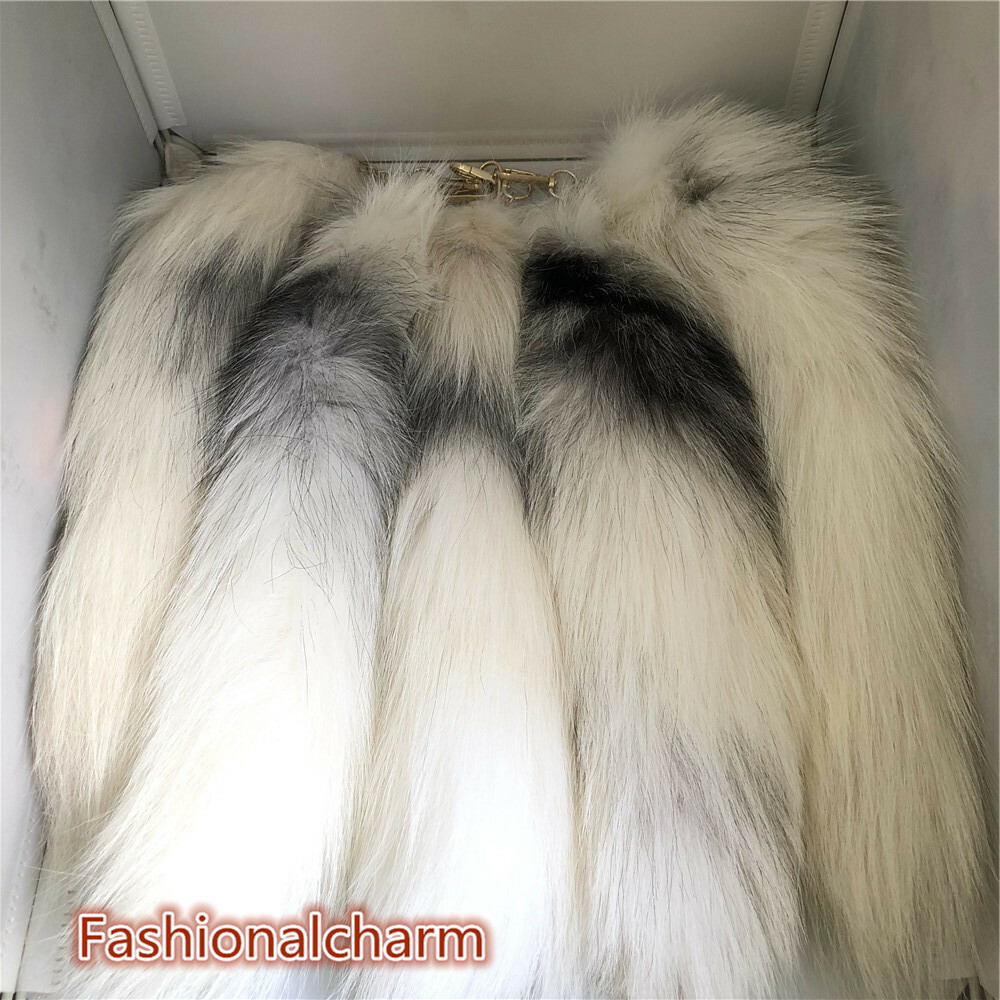 2pcs/Lots- 16"-18" Real Fox Fur Tail Keychain Costume Cosplay Toys Bag Pendant - Picture 4 of 46